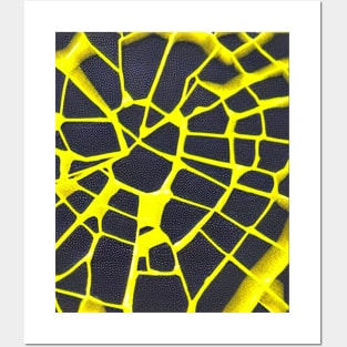 With pattern yellow & black, broken glass pattern, abstract Posters and Art